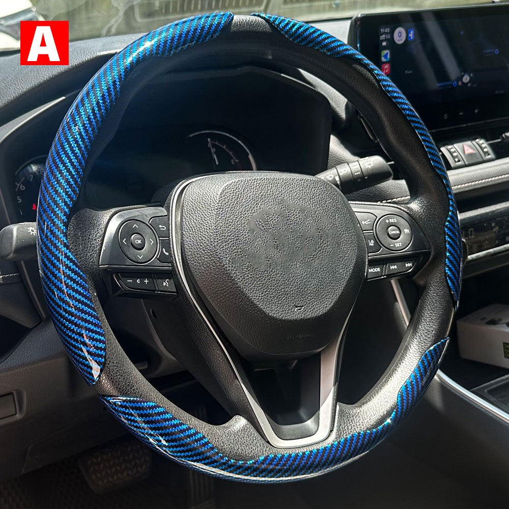 1 par de capas para volante de carro, impulsionador de microfibra, acessórios decorativos internos automotivos, fibra de carbono universal