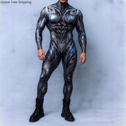Halloween Lizard Bodysuit Men's Unique Muscle Series Holiday Jumpsuit Carnival Costume Adult Roleplay Party Masquerade Ball Set