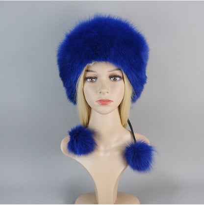 Nova Touca de Luxo de Inverno 100% Pelo de Raposa Natural Toucas de Pelo de Raposa Real de Qualidade para Mulheres Toucas de Pelo de Raposa Genuíno para Meninas