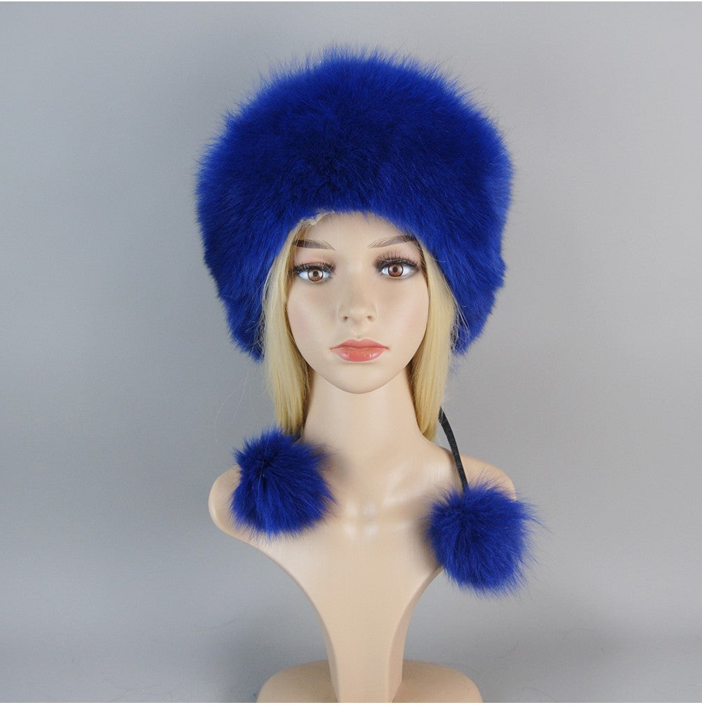 Nova Touca de Luxo de Inverno 100% Pelo de Raposa Natural Toucas de Pelo de Raposa Real de Qualidade para Mulheres Toucas de Pelo de Raposa Genuíno para Meninas