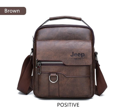 JEEP BULUO Luxury Brand Men Crossbody Messenger Bags Business Casual Handbag Male PU Shoulder Bag Large Capacity