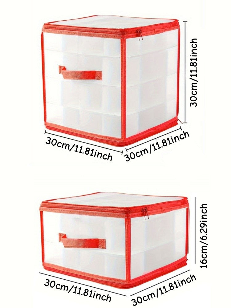 1/2pcs Christmas Ornament Storage Box With Handle Xmas Balls Decorations Container Large Capacity Bag Holiday Accesory Organizer