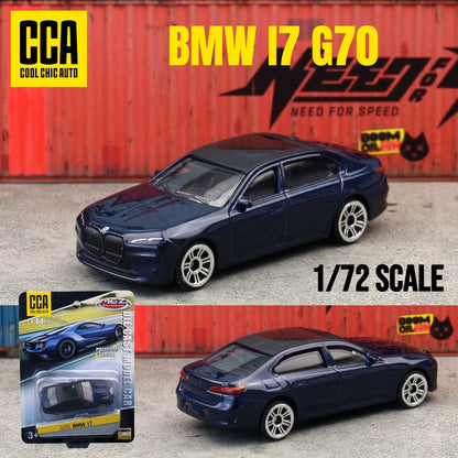 1/72 BMW THE I7 Toy Car Model CCA MSZ 1:64 Diecast Vehicle Miniature Free Wheels Collection Suitable for Hot Wheels Gift Kid