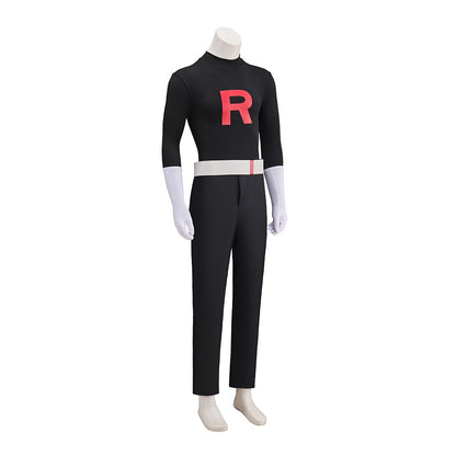 Anime Team Rocket Grunt Cosplay Costumes Anime Black Uniform Hat Halloween Cosplay Costume Full Set Women Men Carnival Party
