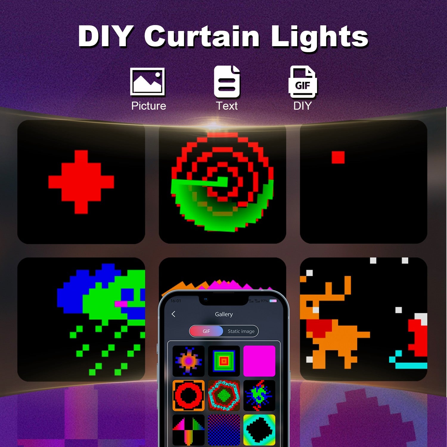 400 LED Smart Curtain Lights String Lights with App Remote Control Music Sync Christmas Curtain String Outdoor Fairy Lights