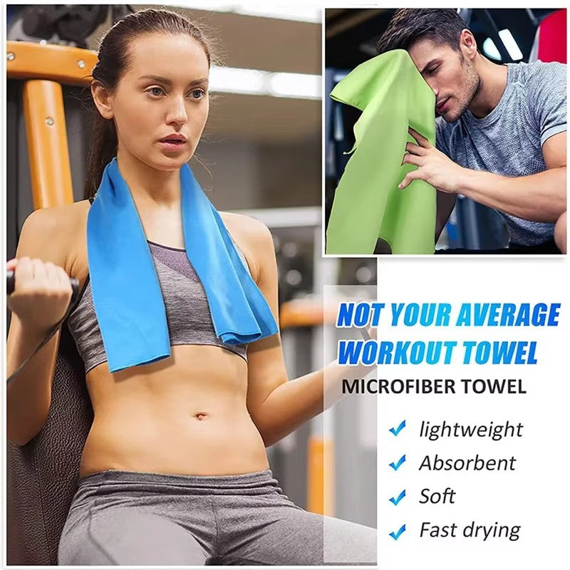 Microfiber Quick Dry Gym Towel Silver ION OdorFree Absorbent Fiber Fast Drying Workout Gear for Body Sweat Working Out