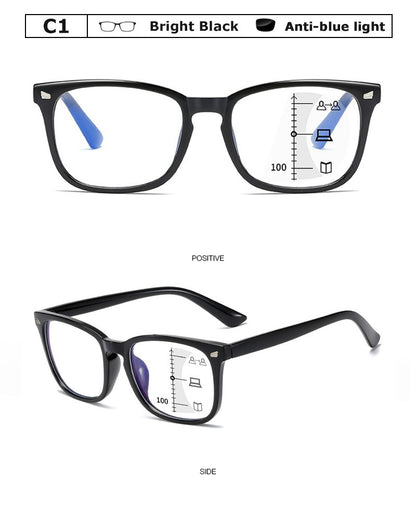 Óculos De Leitura Multifocal Quadrado CRIXALIS Óculos Masculino Fashion Com Dioptrias Antirreflexo Computador Feminino UV400