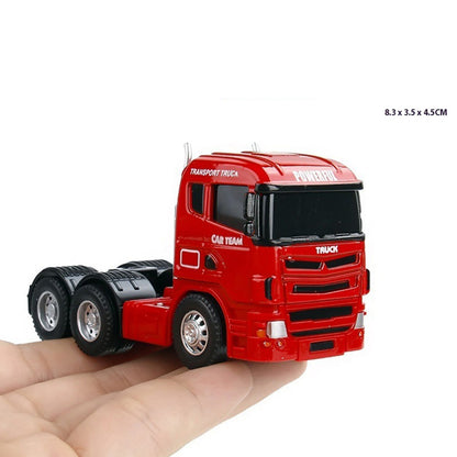 Minicaminhão de Reboque de Contêiner 1:64 Brinquedo Modelo de Liga Série de Carros Diecast com Veículos de Metal de Fricção Modelo Clássico Presente Infantil