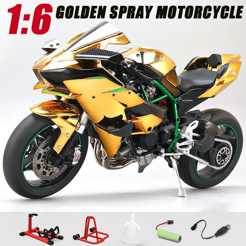 Pulverizador 1:6 Kavvasaki Racing Ninja 500 H2R Simulação de Motocicleta Luz de Som Coleção de Presentes para Crianças Velozes e Furiosos Display de valor