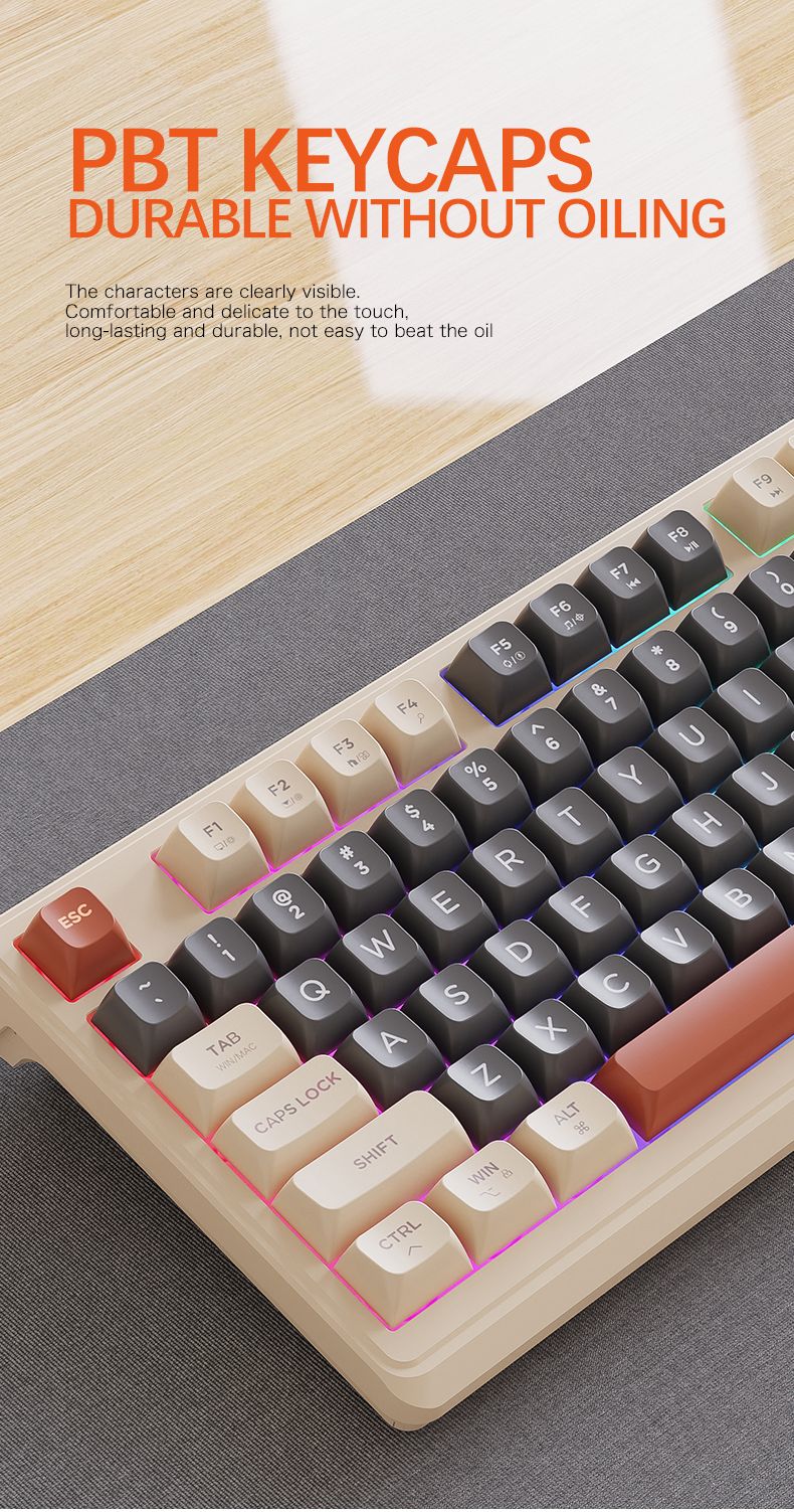 Teclado Sem Fio FreeWolf M96 com Tela, Teclado Gamer Bluetooth Conexão Dual-Mode, Conexão Multi-Dispositivos, Ergonômico