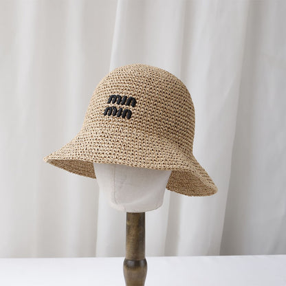 2025 Y2K beach Korean Straw Hat Summer Women Visor Bucket Hat Fisherman Hat Hand weaving Panama Girl Fishing handmade Sun Hats