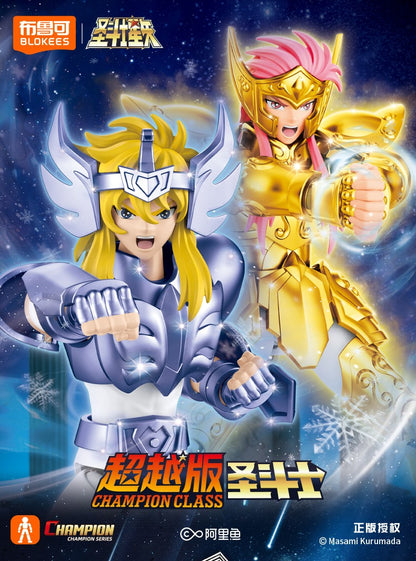 Blokees Saint Seiya Cisne Hyoga Pégaso Seiya Cavaleiros do Zodíaco Aquário Camus Áries Mu Action Figures Modelo de Anime Estátua Brinquedos
