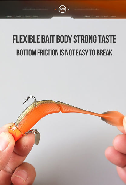 Iscas de Pesca TAIYU de Venda Quente 20g Jig Head T-tail Isca Macia de Silicone Wobbler Isca Colher Giratória de Metal para Pesca de Lúcio Truta Baixo
