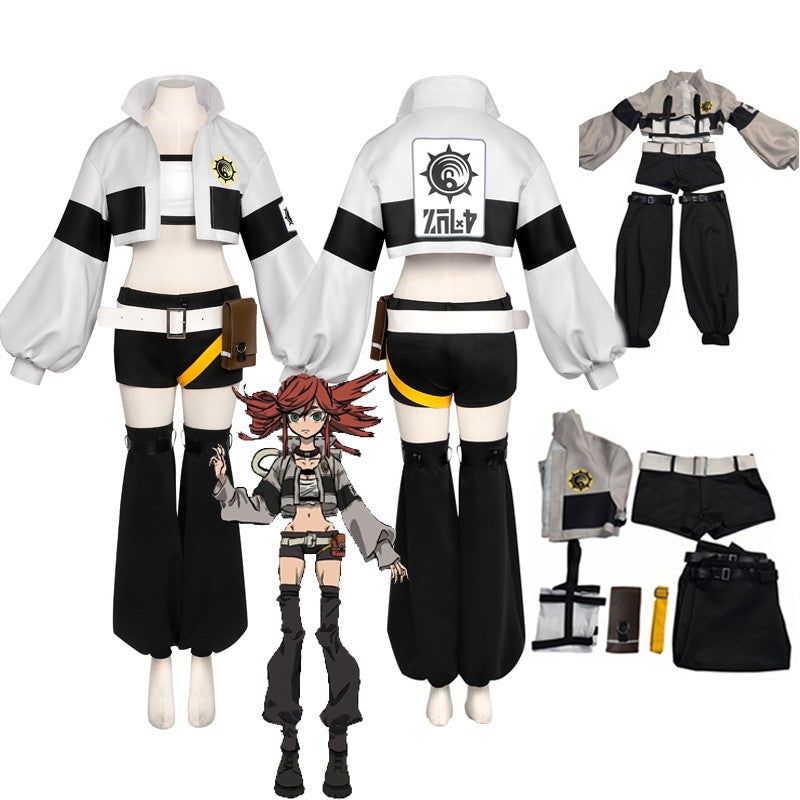 GACHIAKUTA Riyo Cosplay Costume Anime Reaper Full Set with Vest Shorts Waist Bag Halloween Christmas Plus Size Suit