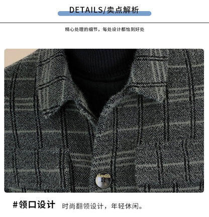 2023 Winter Plaid Woolen Jackets Men Fashion Slim Fit Thickened and Warm Trench Coat Casual Business Streetwear Overcoat M-4XL