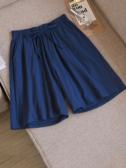 Women shorts Summer Casual Solid Cotton Linen shorts high waist loose shorts for girls Soft Cool female shorts M-3XL