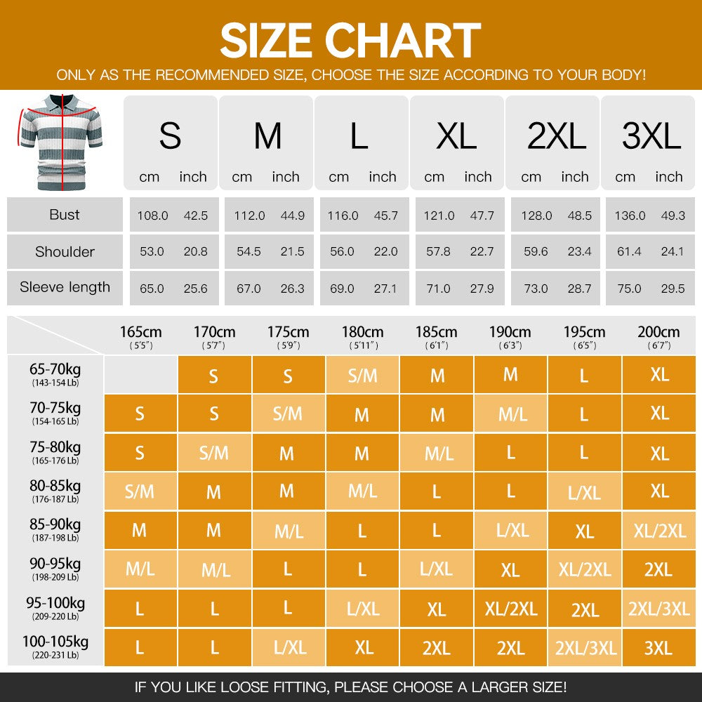 Men's Polo Short Sleeve Retro Knit Lapel Striped Short Sleeve Fashion Popular Knitwear Casual Breathable Top US Size