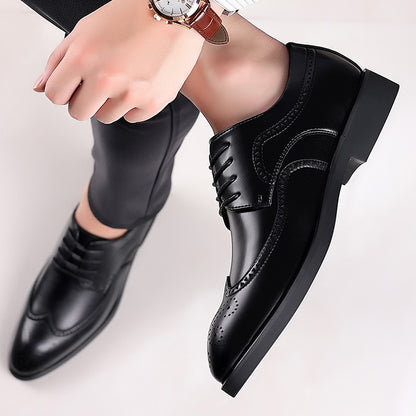 Men's Elegant British Brogue Derby Shoes Lace-Up Patchwork Breathable Formal Dress Shoes Business Wedding Thanksgiving Christmas