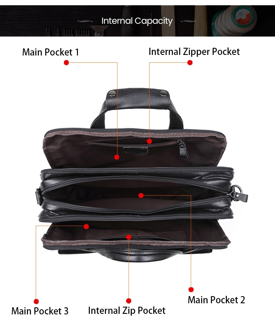 JOYIR Men Briefcases Genuine Leather Handbag 15.6"Laptop Messenger Shoulder Bag for Documents Men's Bag Business Totes 2022