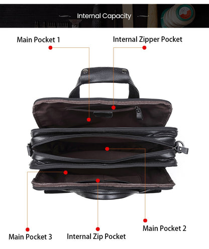 JOYIR Men Briefcases Genuine Leather Handbag 15.6"Laptop Messenger Shoulder Bag for Documents Men's Bag Business Totes 2022