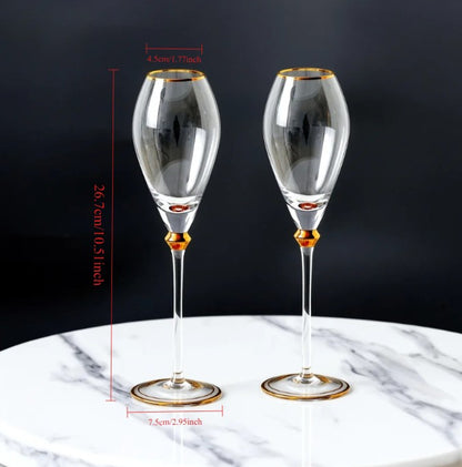 Conjunto 2 Peças Taças de Cristal Luxo Vinho Tinto Copos Altos para Festa Champanhe Flute Copos de Beber