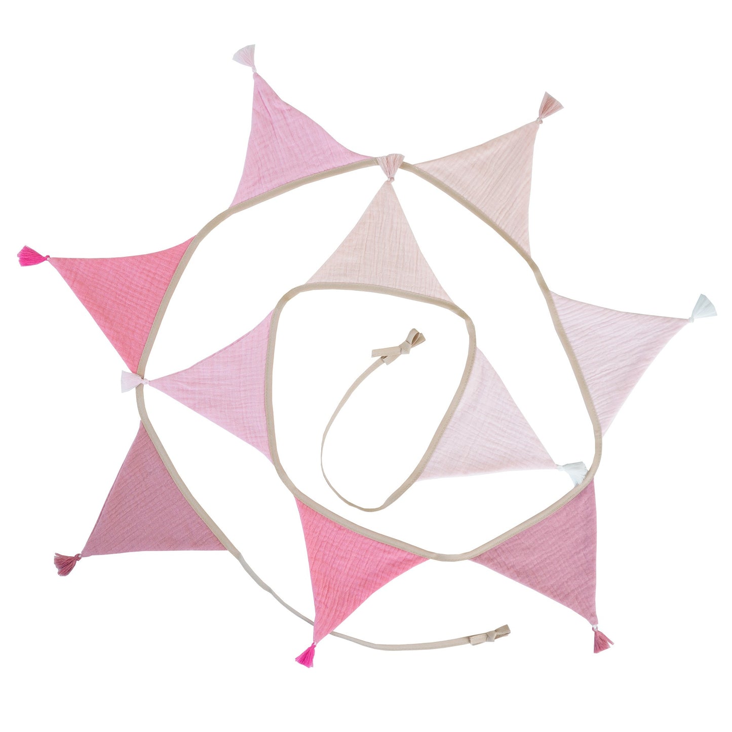 2.6M/8.5FT Nursery Fabric Bunting 10 Triangle Pennant Flags With Tassels Party Decor Banner Home Baby Shower Carnival Garland