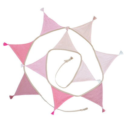 2.6M/8.5FT Nursery Fabric Bunting 10 Triangle Pennant Flags With Tassels Party Decor Banner Home Baby Shower Carnival Garland