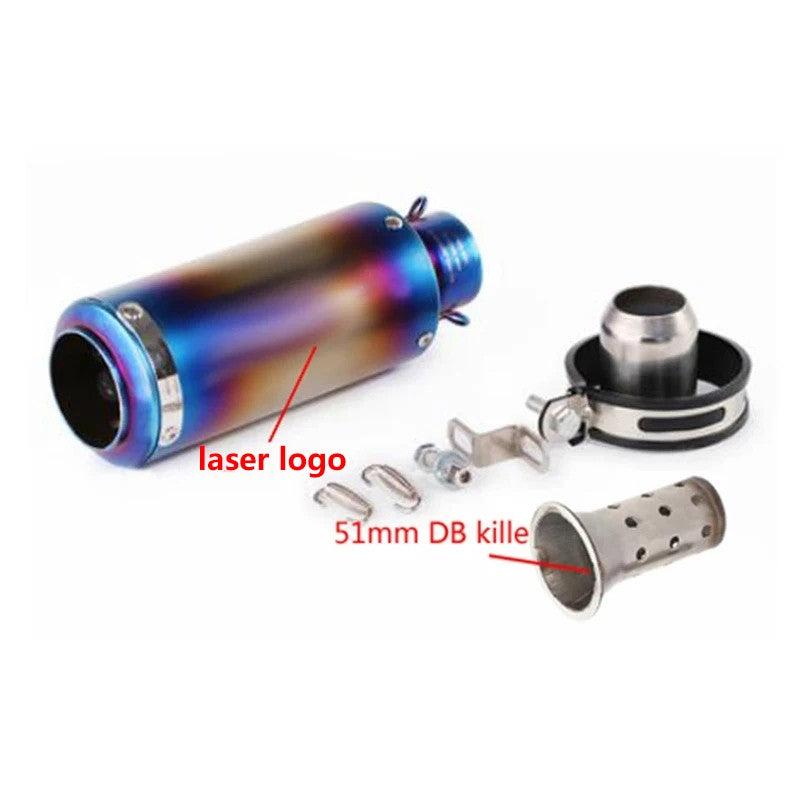 motorcycle exhaust inox muffler carbon fiber exhaust Universal 51/60mm with DB Killer for z900 R3 R25 MT07 MT09 R1 Z400 Z650