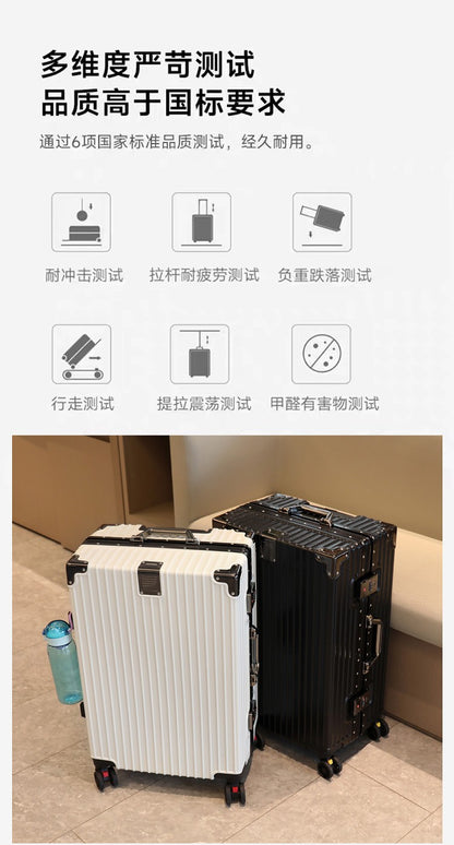 Luggage Suitcase Aluminum Frame 20 Trolley Case Universal Wheels 24 Female Male Students 26 Durable Password 28inch Leather Case
