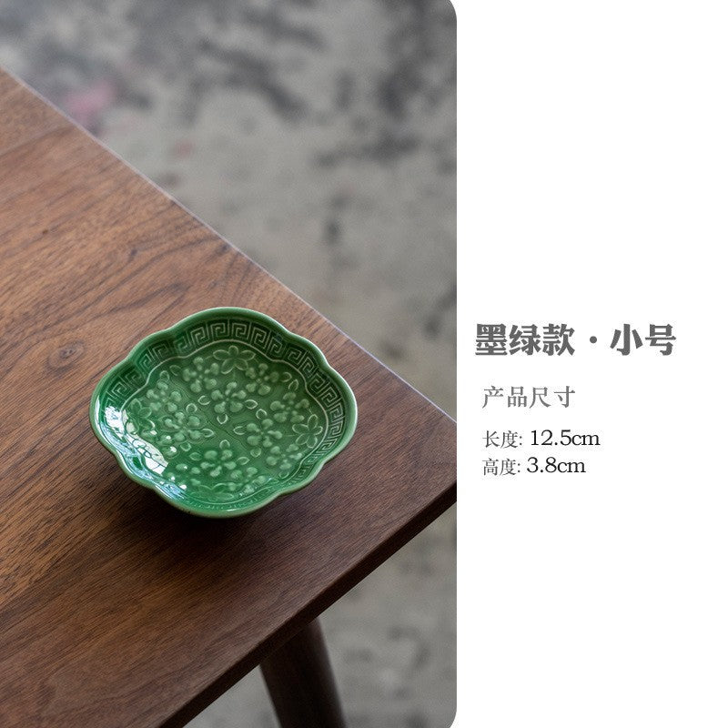 Chinese Style High Leg Fruit Dishes Ancient Pastry Plate Fruit Plate Appetizer Serving Platter Household Plates For Food Craft