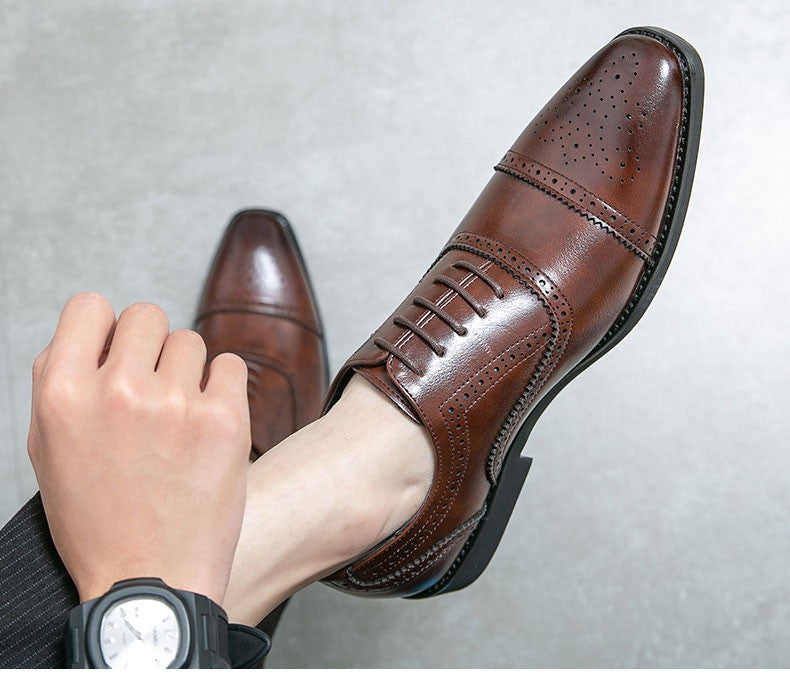 Men Oxfords Brogue Shoes Fashion Breathable Split Leather 38-48 Size Boys Black Soft Outdoor Casual Autumn Mules Dress Flats