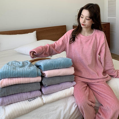 New Autumn/Winter Coral Fleece Pyjamas for Women Thickened Homewear Student Comfort Cotton Fleece Plus Size Fashion Pyjama Set