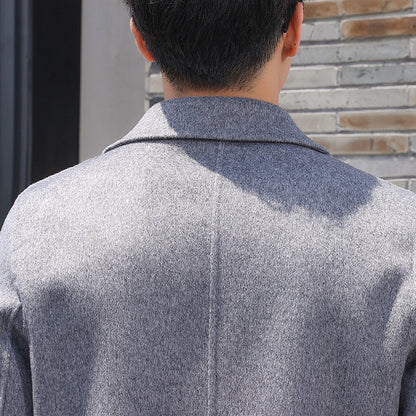 100% Wool Hand-Sewn Men's Coat Long Overcoats Boy Buttons Cardigan Long-style Woolen Coats Overcoat 2024 New