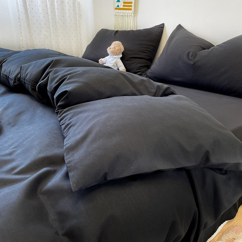 Three-piece fashionable solid-color down duvet cover, simple down duvet cover (1 down duvet cover +2 pillowcases, without core)