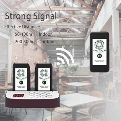 Waterproof 16 Pager System for Restaurants Hotels Food Trucks & Church Nursery with Vibration Flashing Buzzer & Call Features