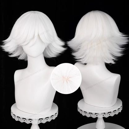 Peruca de Cosplay Anime Mi Zu Ki 33cm Curta Branca Pura Cabelo Sintético Resistente ao Calor