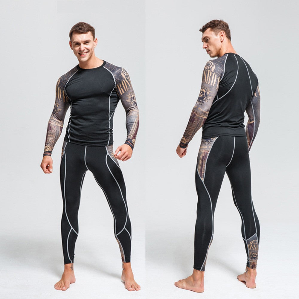Men's Sports Suit MMA rashgard male Quick drying Sportswear Compression Clothing