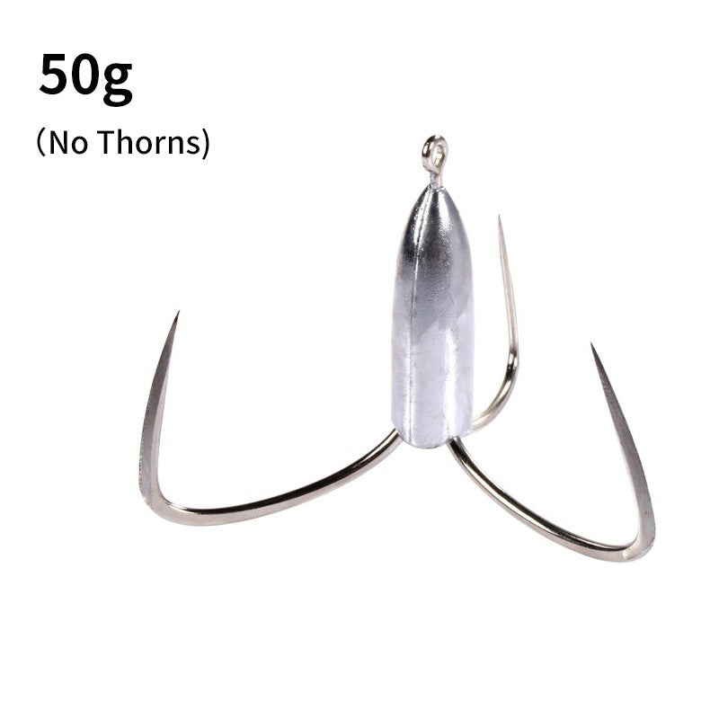 Anzóis de Pesca Triplos Prateados de Aço Carbono com Farpa 20g/30g/40g/50g/60g/80g Agulha de Pesca Acessórios de Pesca