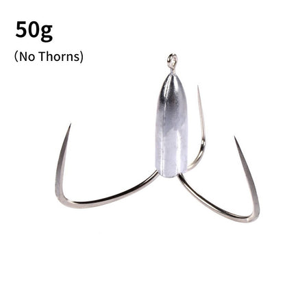 Anzóis de Pesca Triplos Prateados de Aço Carbono com Farpa 20g/30g/40g/50g/60g/80g Agulha de Pesca Acessórios de Pesca