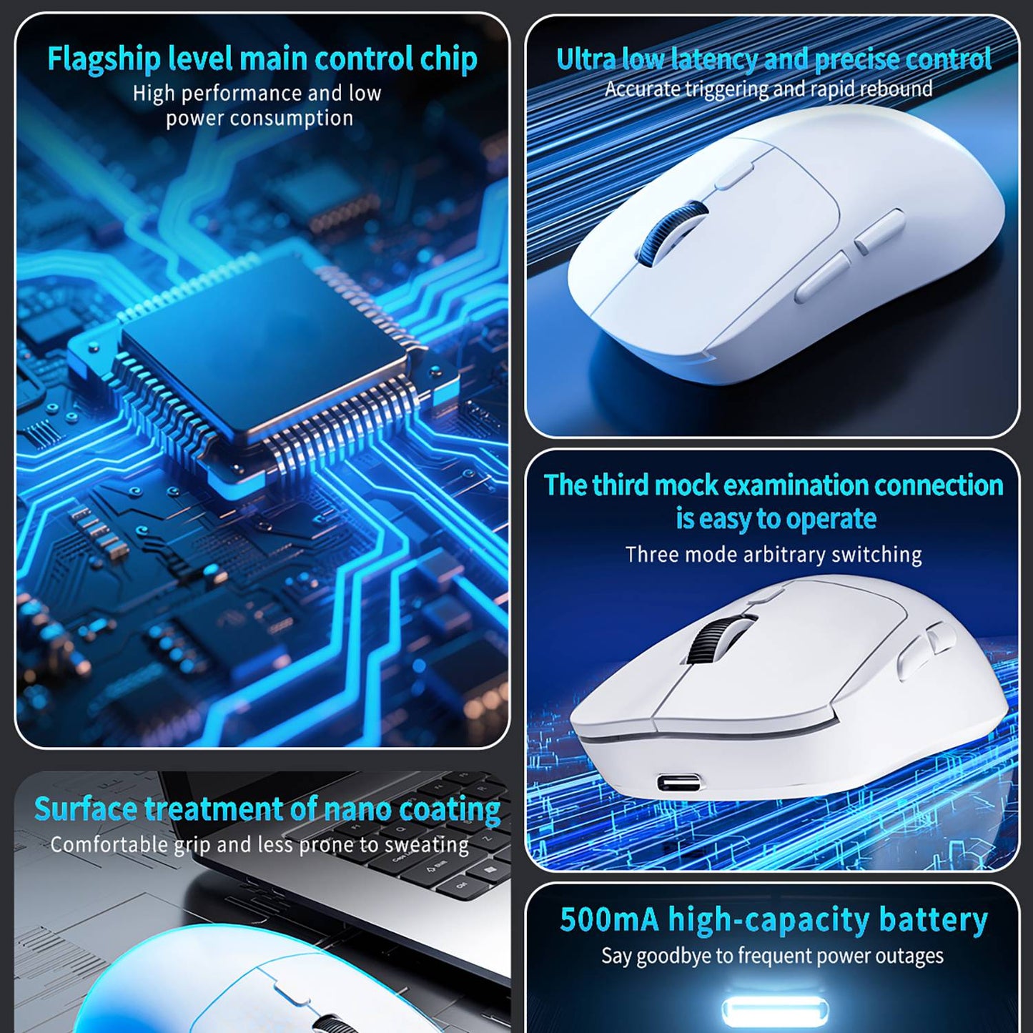 Mouse Gamer Bluetooth Mouse Sem Fio Recarregável Gamer Paw3395 Leve Ergonômico Esport