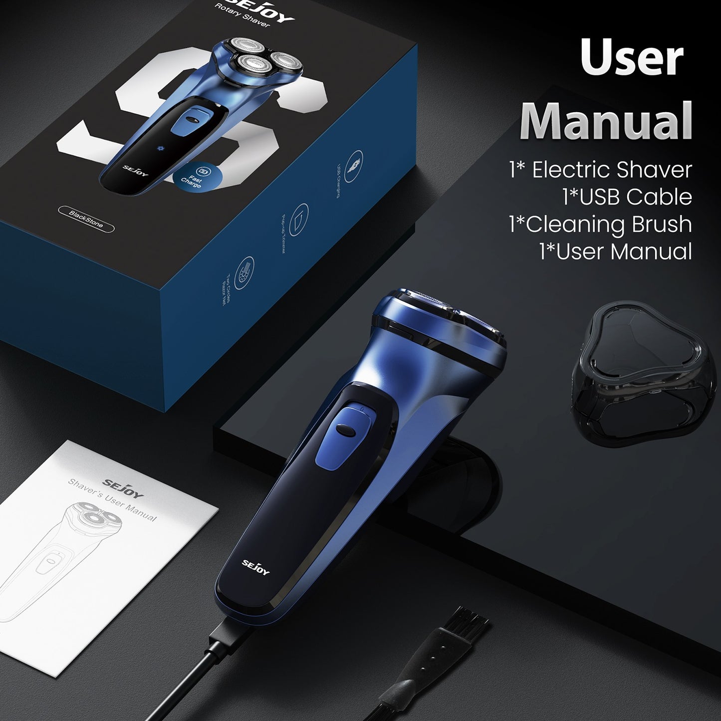 Sejoy Electric Razor for Men Rechargeable Electric Shavers Rotary Portable Travel Razor Idea Gift Beard Trimmer