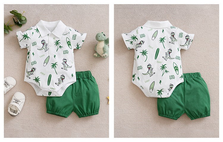 Newborn Baby boys Clothes Set Fashion Summer Toddler Outfit dinosaur print pants All cotton short sleeve Newborn Infant Clothing