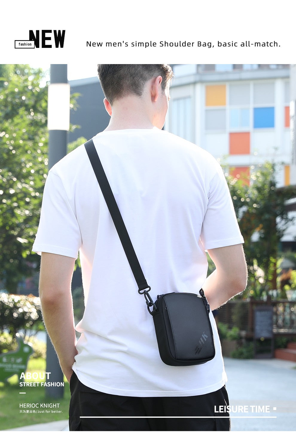 Heroic Knight Casual Men's Shoulder Bag 6.5" Phone Woman's Crossbody Bag Waterproof Men Chest Bag Outdoors Unisex Travel Pack