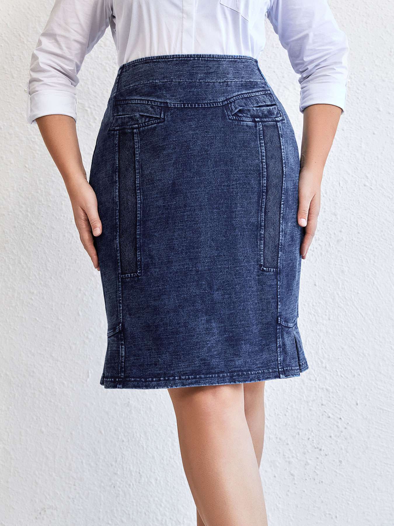 Women Plus Size Knitted Fashionable Skirt For Spring And Autumn