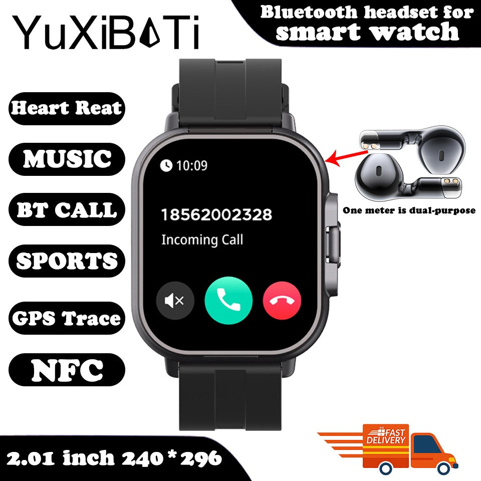 Smartwatch TWS 2 em 1 com fones de ouvido Relógio esportivo fone de ouvido Bluetooth Relógio de chamada Monitor de saúde masculino NFC Smartwatch feminino Fone de ouvido