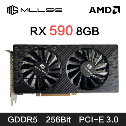 MLLSE AMD RX 590 GME 8GB Placa de Vídeo para Jogos GDDR5 256Bit PCI Express 3.0 ×16 6 Pinos Radeon GPU rx 590 8gb Series