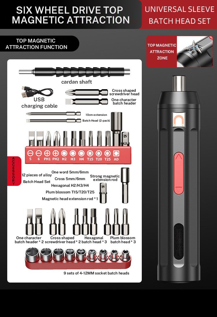 Chave de Fenda Elétrica de Precisão Recarregável para Casa Mini Furadeira Elétrica Pequena Kit de Ferramentas Elétricas Multifuncional Conjunto de Chaves de Fenda