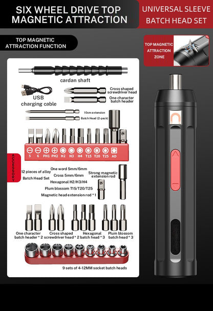 Chave de Fenda Elétrica de Precisão Recarregável para Casa Mini Furadeira Elétrica Pequena Kit de Ferramentas Elétricas Multifuncional Conjunto de Chaves de Fenda
