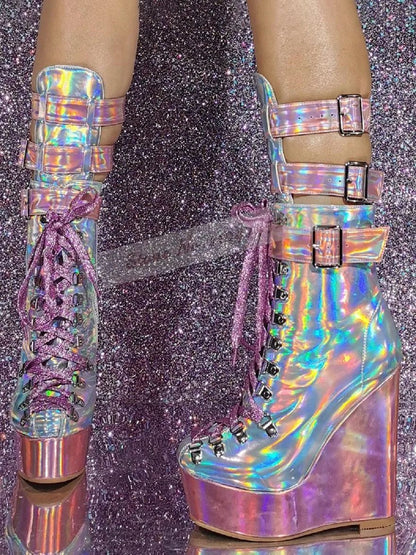 Wooden Pattern Chunky Heel Dress Pumps Black Nude Matte Platform Banquet Shoes Cork Block Heels Striped Footwear Patchwork Heels