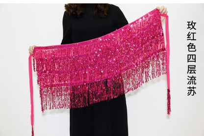 Sexy Sequins Tassel Dancewear Mini Skirt Women Clothes Jupe Femme Belly Dance Skirts Ladies Faldas Performance Stage Bottom Saia